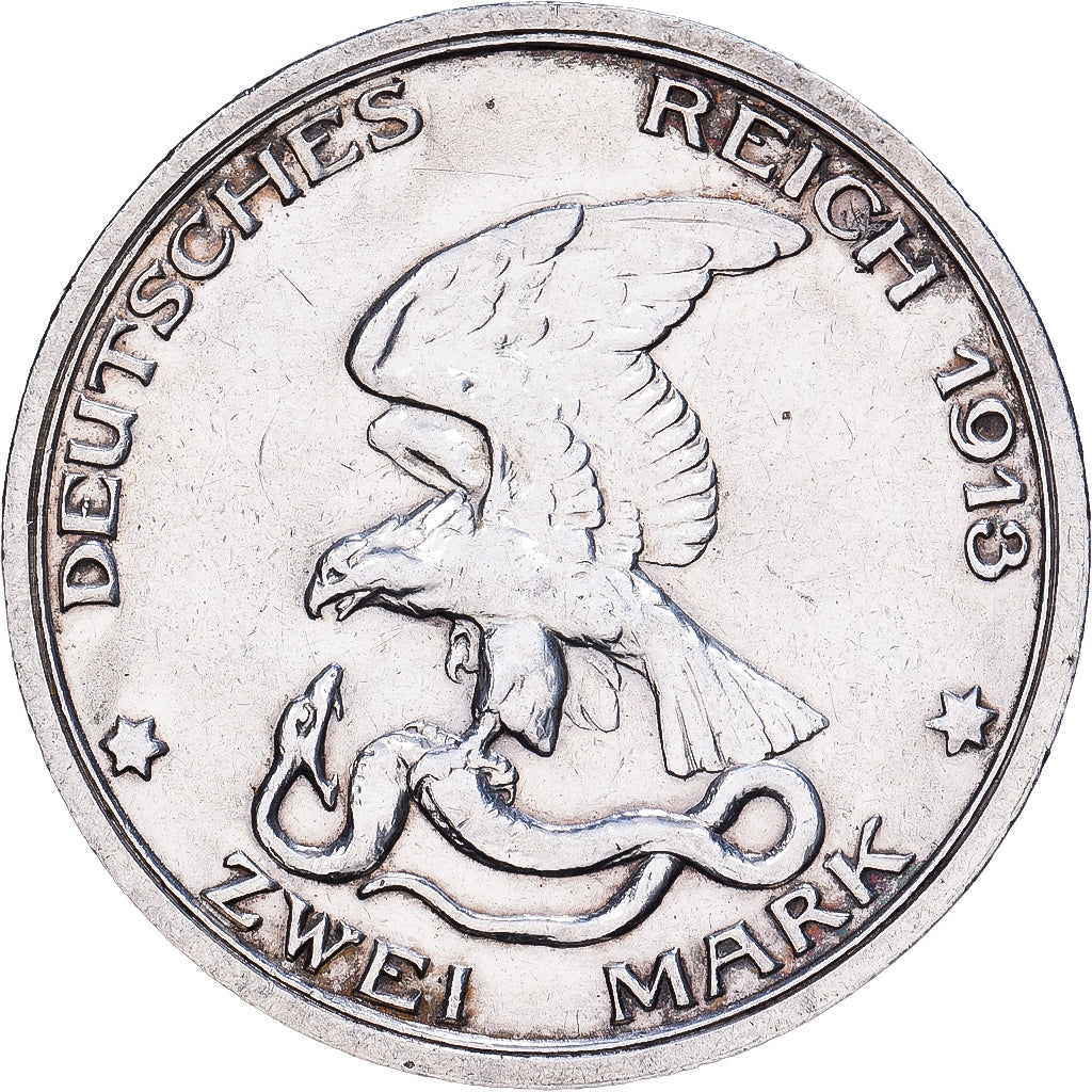 Deutsch Staaten, PRUSSIA, Wilhelm II, 2 Mark, 1913, Berlin, Silber, S+, KM:532