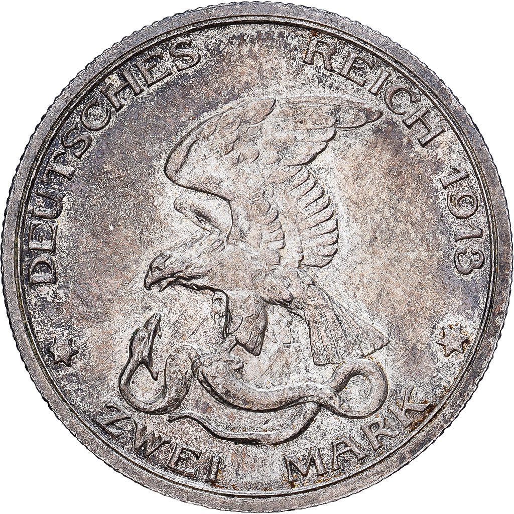 Deutsch Staaten, PRUSSIA, Wilhelm II, 2 Mark, 1913, Berlin, Silber, VZ, KM:532
