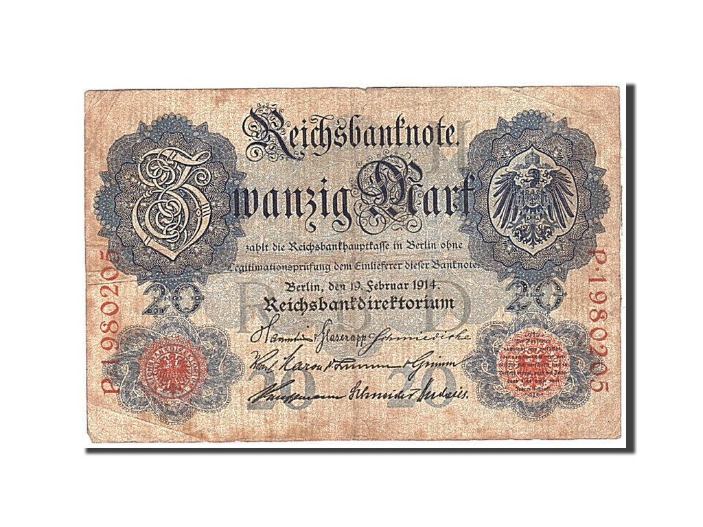 Banknote, Germany, 20 Mark, 1914, 1914-02-19, KM:46b, VF(20-25)