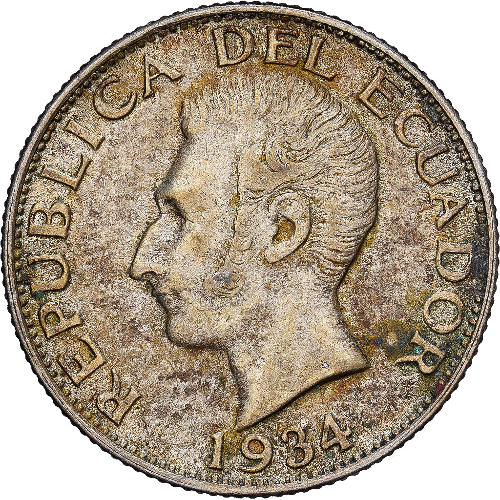 Ecuador, Sucre, Un, 1934, Philadelphia, Silber, S+, KM:72