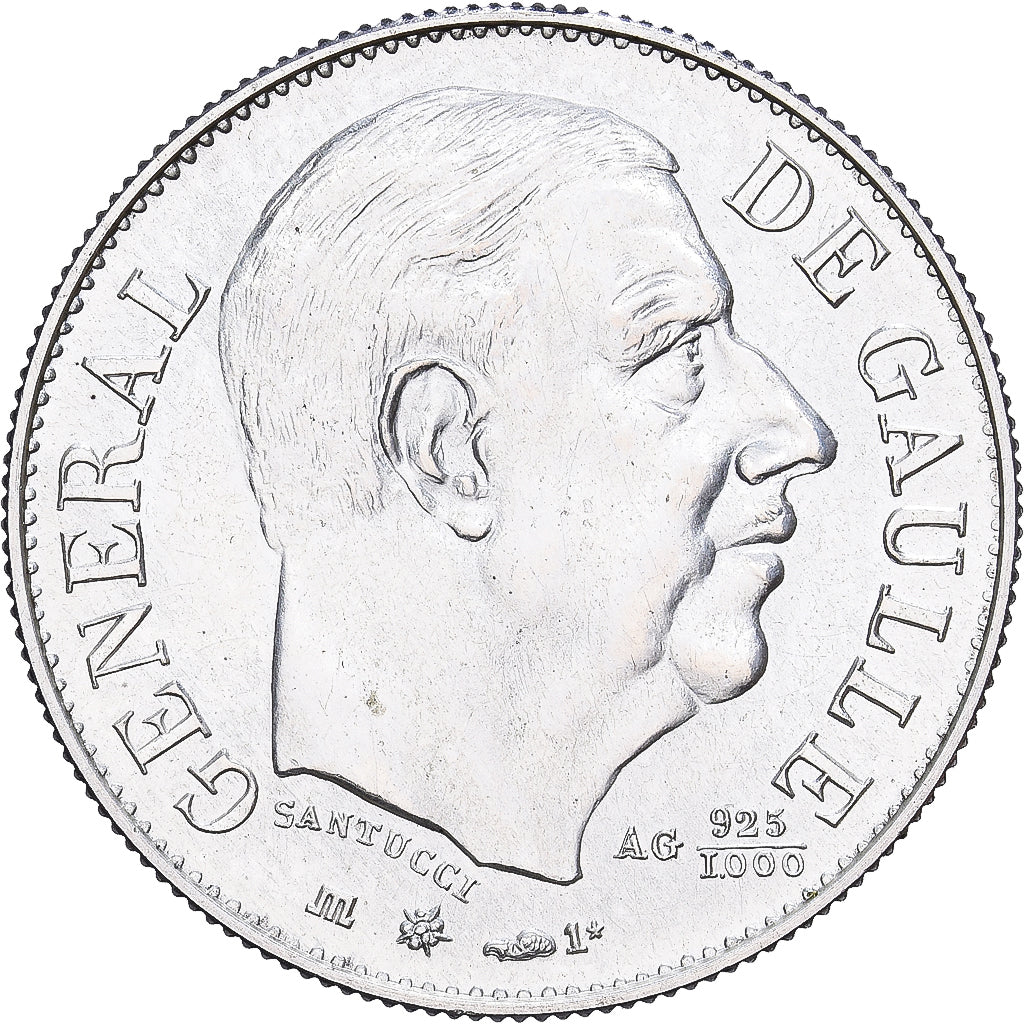 Francia, ficha, Général De Gaulle, 1980, Argento, SPL