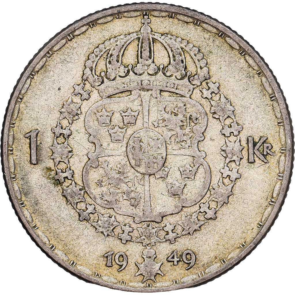 Schweden, Gustaf V, Krona, 1949, Silber, S+, KM:814