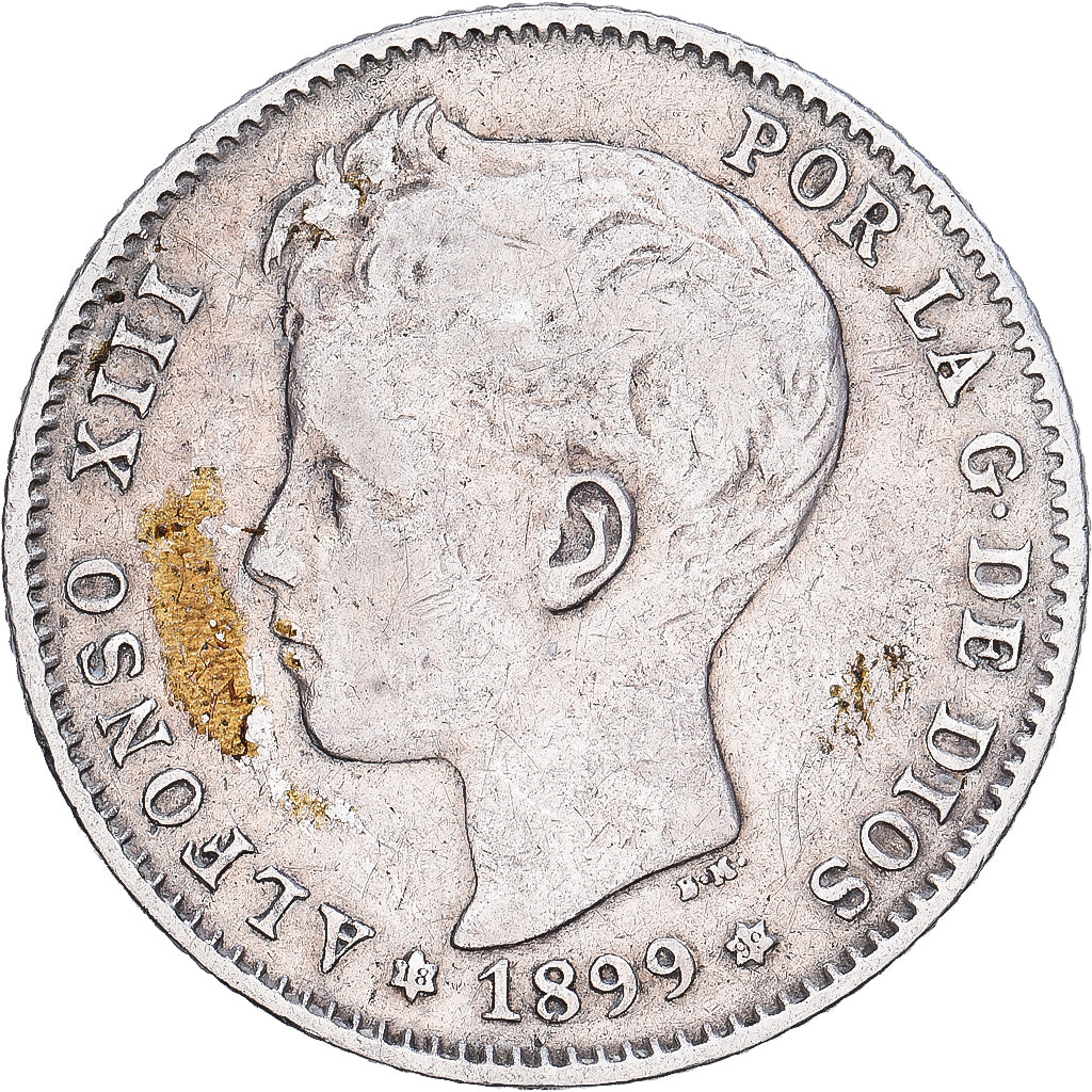 Espagne, Alfonso XIII, Peseta, 1899, Madrid, Argent, B+, KM:706
