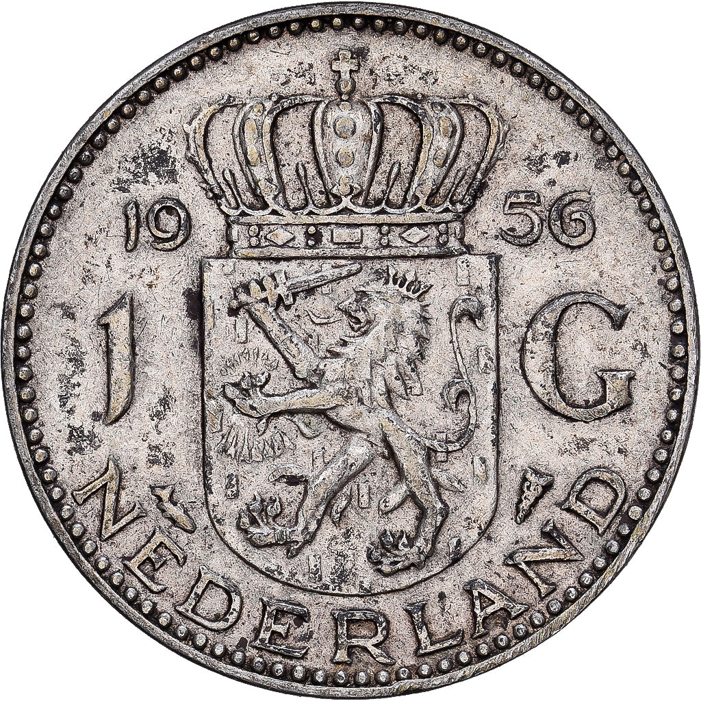 Netherlands, Juliana, Gulden, 1956, Utrecht, Silver, EF(40-45), KM:2