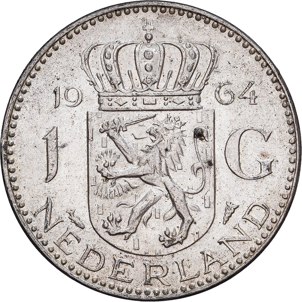 Netherlands, Juliana, Gulden, 1964, Silver, EF(40-45), KM:184