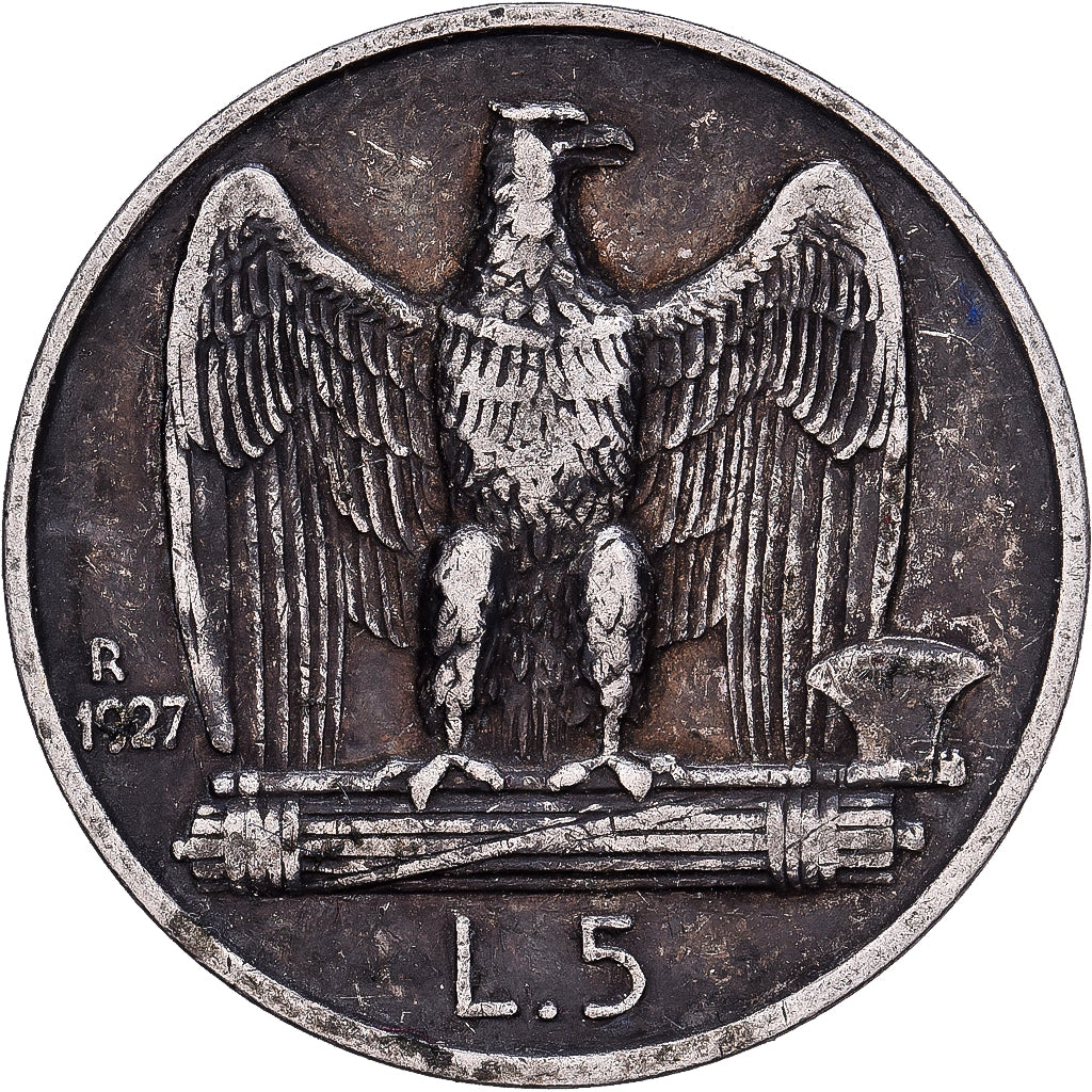 Italy, Vittorio Emanuele III, 5 Lire, 1927, Rome, Silver, VF(20-25), KM:67.2