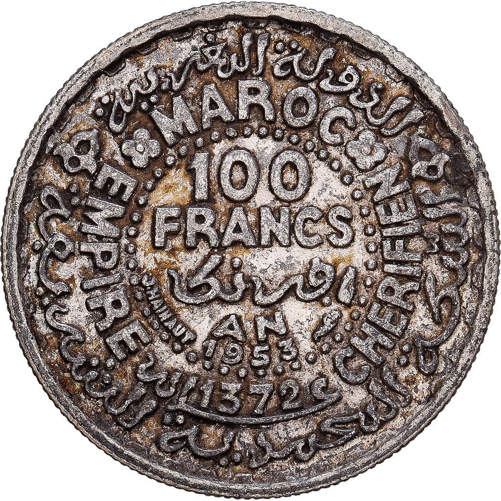 Marokko, Mohammed V, 100 Francs, 1953, Paris, Silber, S+, KM:52