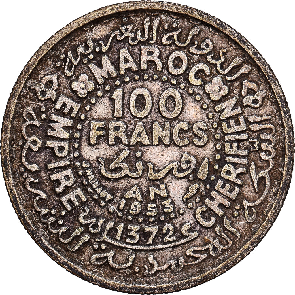 Marokko, Mohammed V, 100 Francs, 1953, Paris, Silber, S+, KM:52