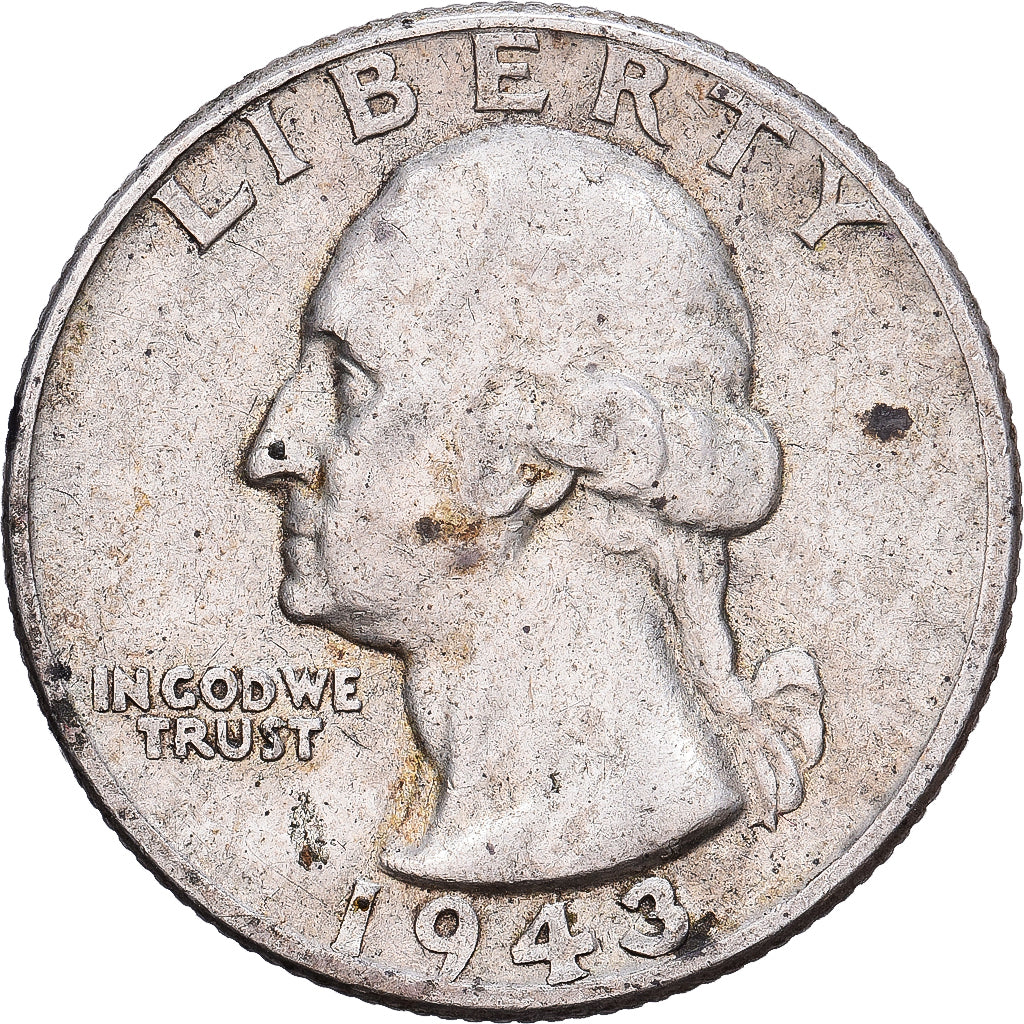 United States, Quarter, Washington, 1943, Philadelphia, Silver, VF(30-35)