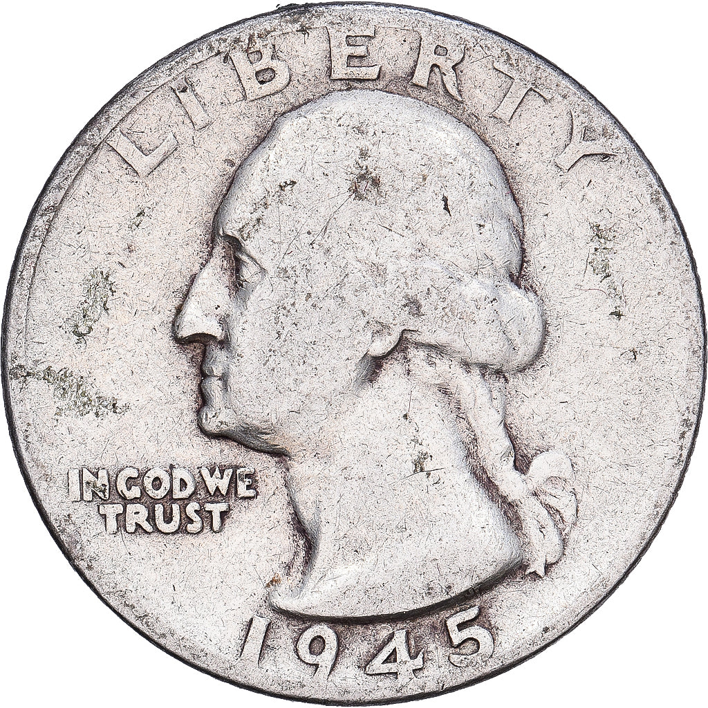 United States, Quarter, Washington Quarter, 1945, Philadelphia, Silver