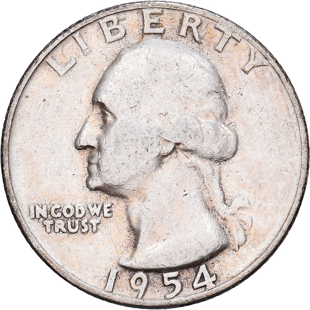 United States, Quarter, Washington, 1954, Philadelphia, Silver, EF(40-45)