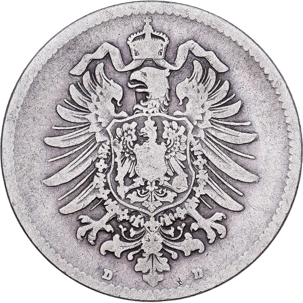 NIEMCY - IMPERIUM, Wilhelm I, Mark, 1875, Munich, Srebro, VF(30-35), KM:7