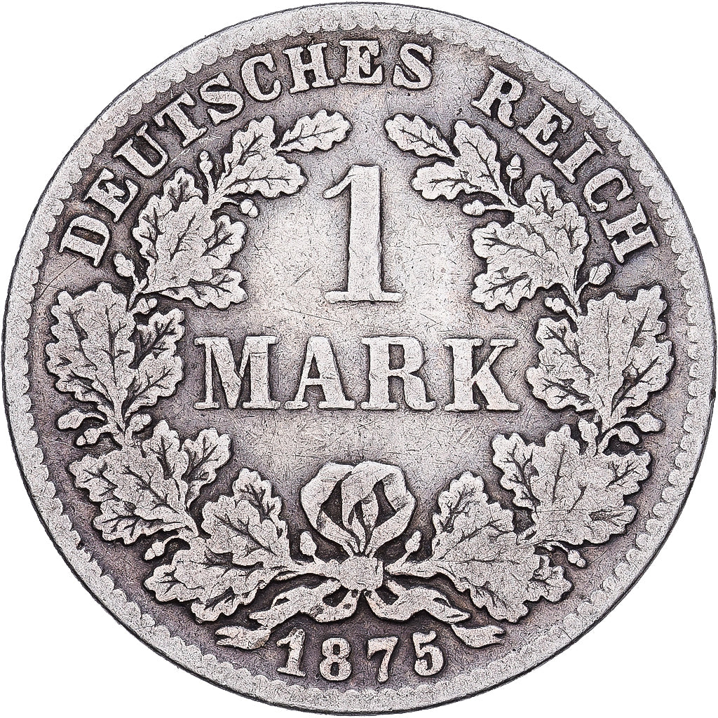 NIEMCY - IMPERIUM, Wilhelm I, Mark, 1875, Munich, Srebro, VF(30-35), KM:7