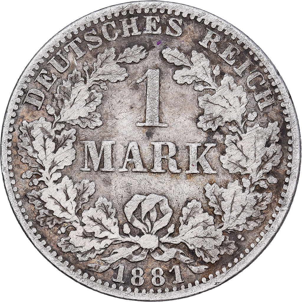 NIEMCY - IMPERIUM, Wilhelm I, Mark, 1881, Berlin, Srebro, VF(30-35), KM:7