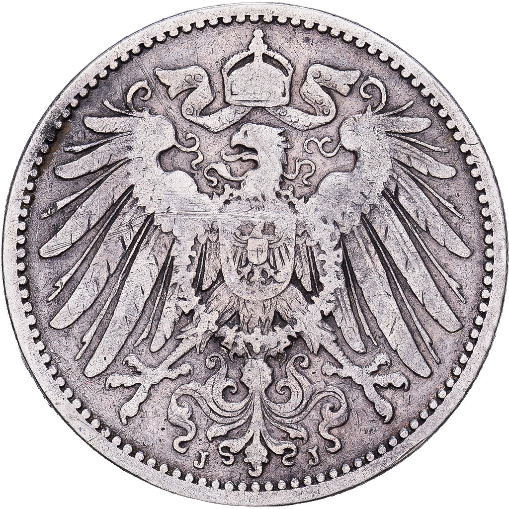 NIEMCY - IMPERIUM, Wilhelm II, Mark, 1892, Hambourg, Srebro, VF(30-35), KM:14