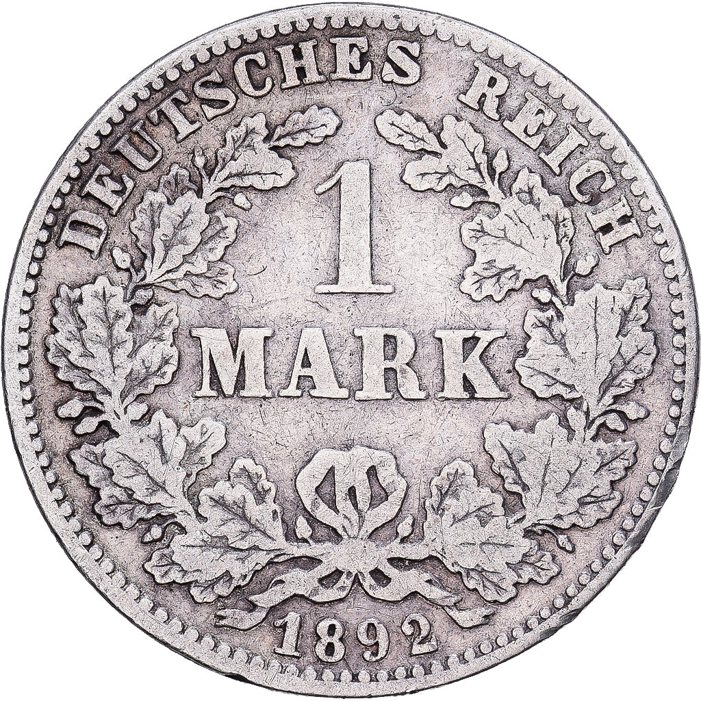 NIEMCY - IMPERIUM, Wilhelm II, Mark, 1892, Hambourg, Srebro, VF(30-35), KM:14