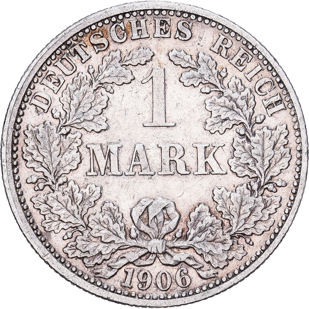 NIEMCY - IMPERIUM, Wilhelm II, Mark, 1906, Stuttgart, Srebro, AU(50-53), KM:14