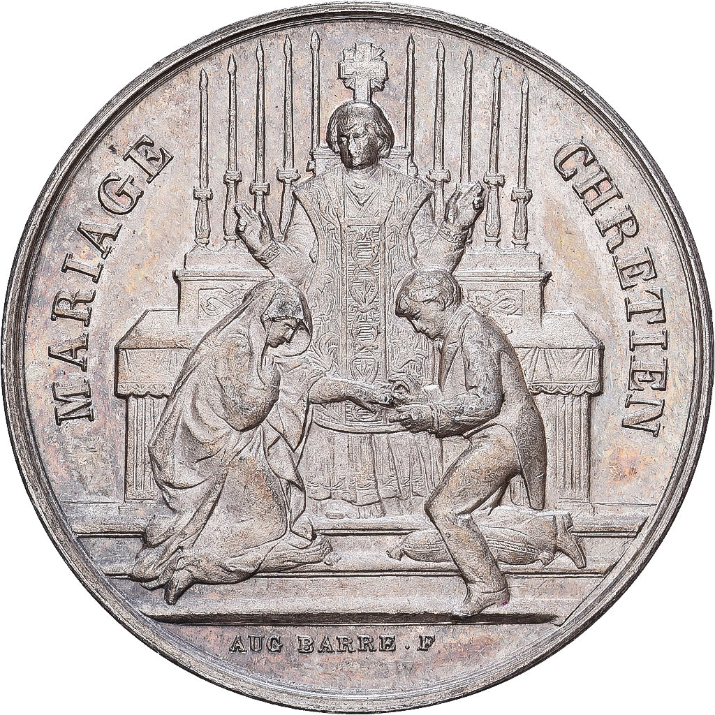 France, Médaille, Religion, Mariage Chrétien, Argent, SUP, Barre