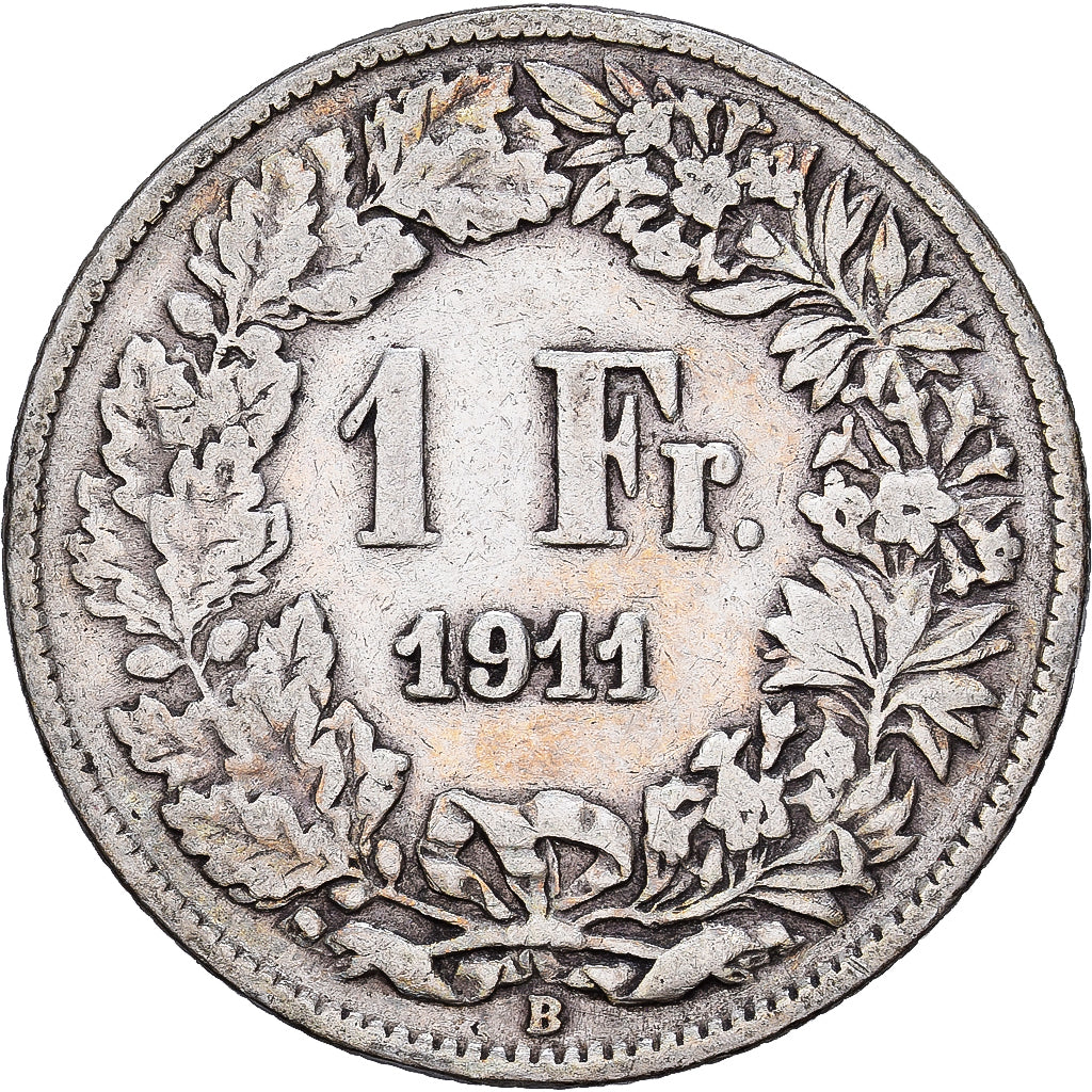 Switzerland, Franc, Helvetia, 1911, Bern, Silver, VF(30-35), KM:29a
