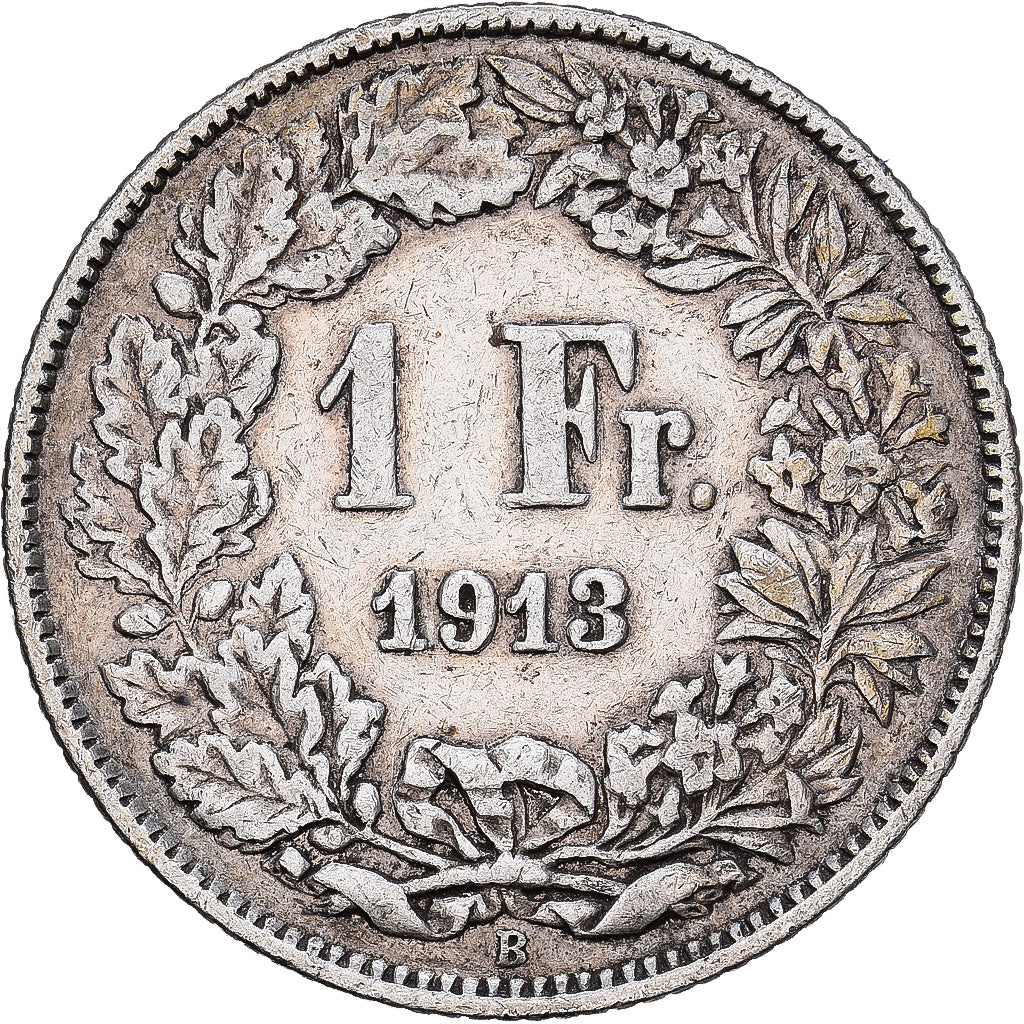 Svizzera, Franc, Helvetia, 1913, Bern, Argento, BB