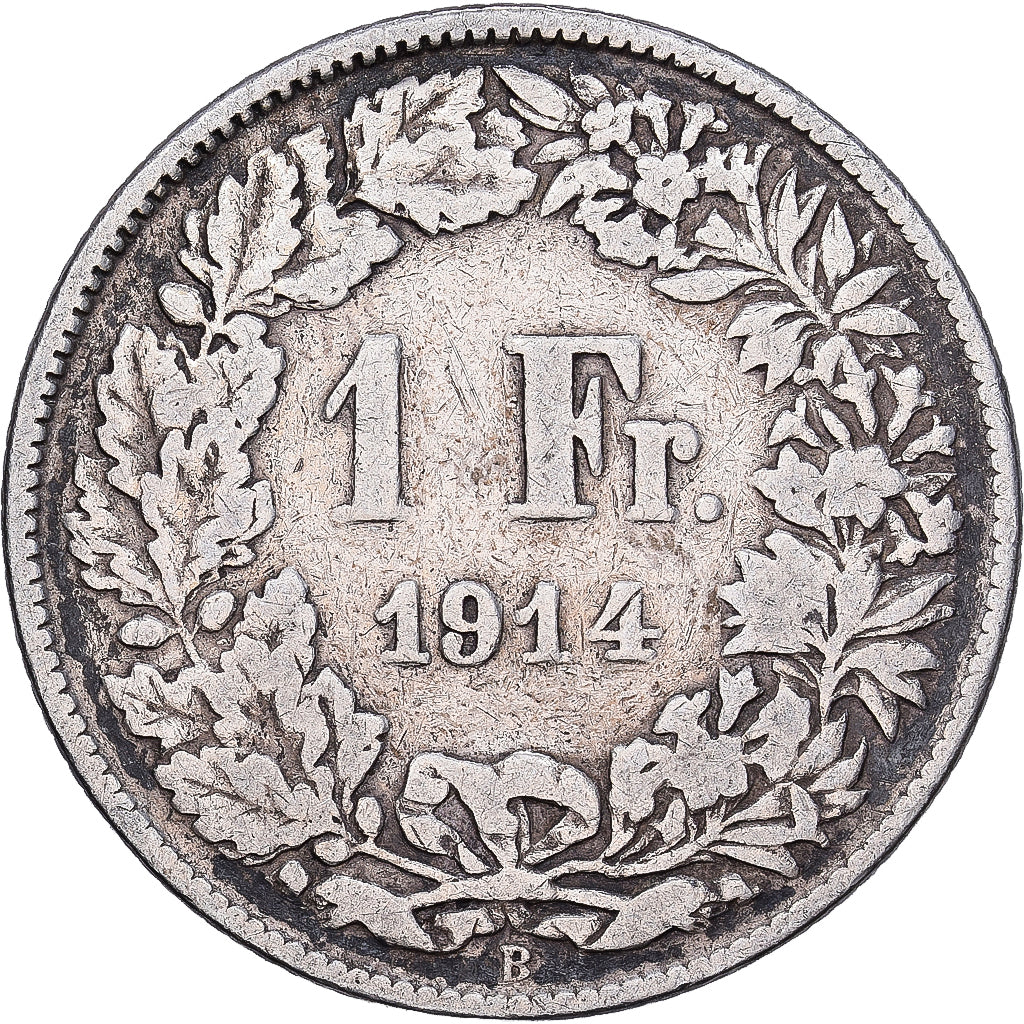 Switzerland, Franc, Helvetia, 1914, Bern, Silver, VF(20-25), KM:29a