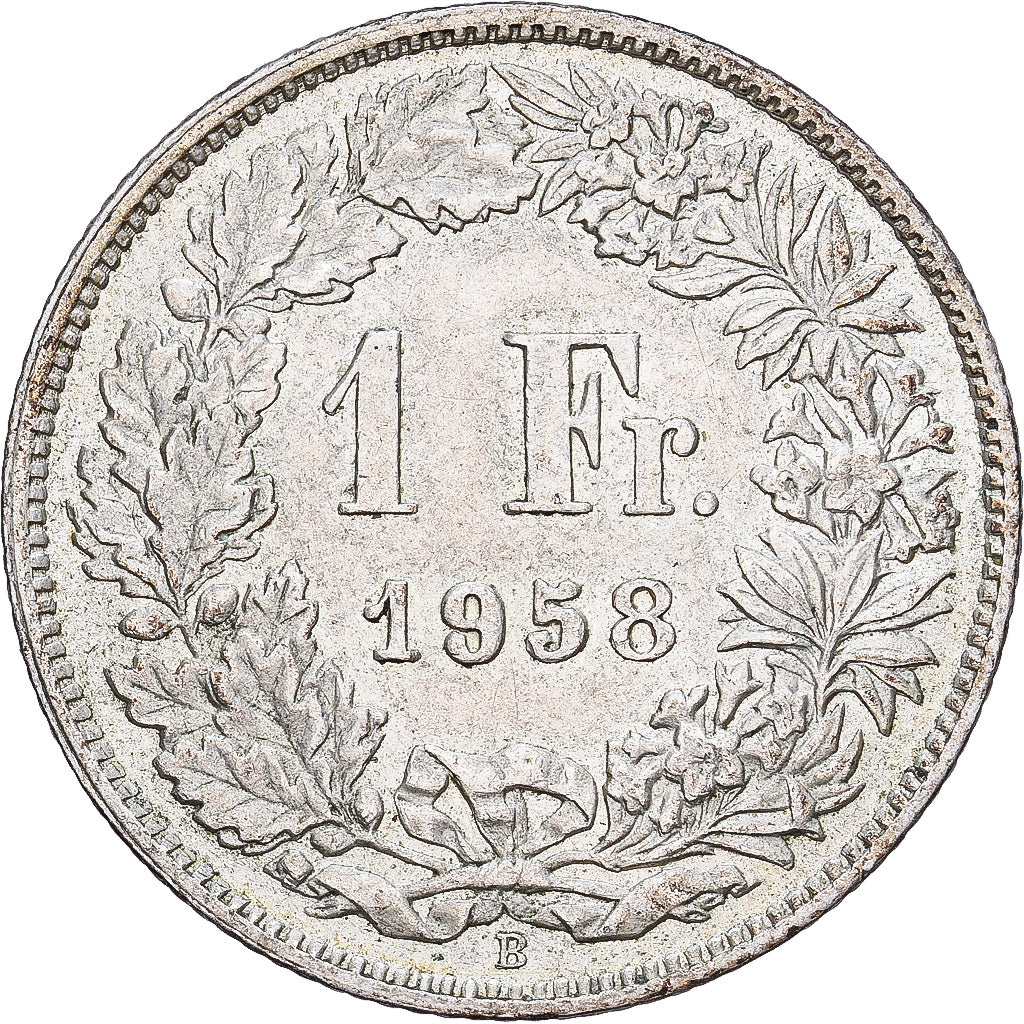 Coin, Switzerland, Franc, 1958, Bern, EF(40-45), Silver, KM:24