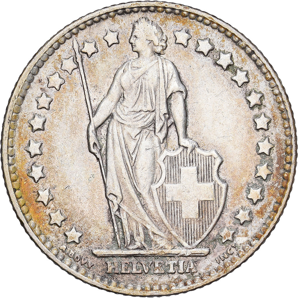Szwajcaria, 1 Franc, Helvetia, 1961, Bern, Srebro, VF(30-35), KM:24