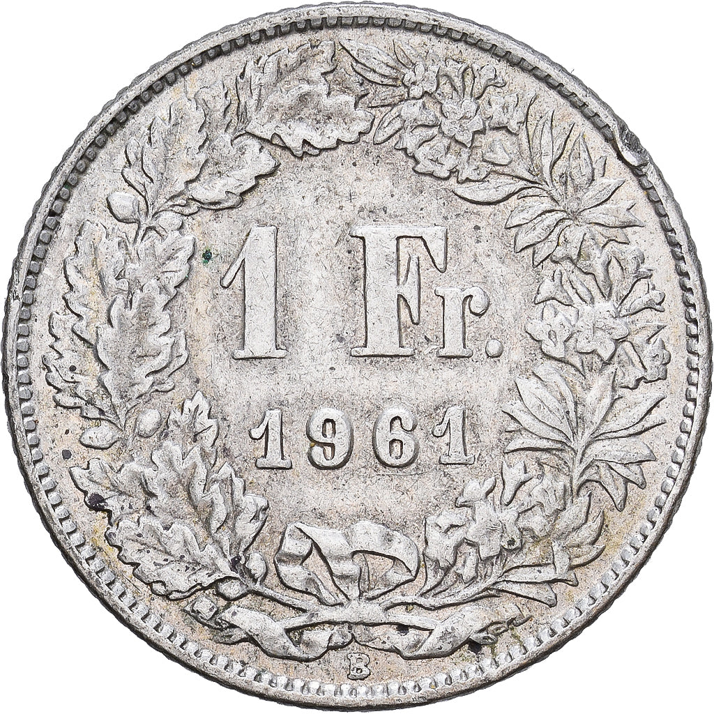 Szwajcaria, 1 Franc, Helvetia, 1961, Bern, Srebro, EF(40-45), KM:24