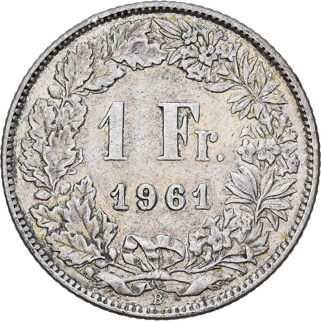 Switzerland, 1 Franc, Helvetia, 1961, Bern, Silver, EF(40-45), KM:24