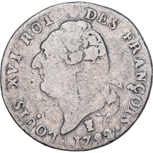 Francia, Louis XVI, 15 sols françois, 1792 / AN 4, Limoges, Plata, BC