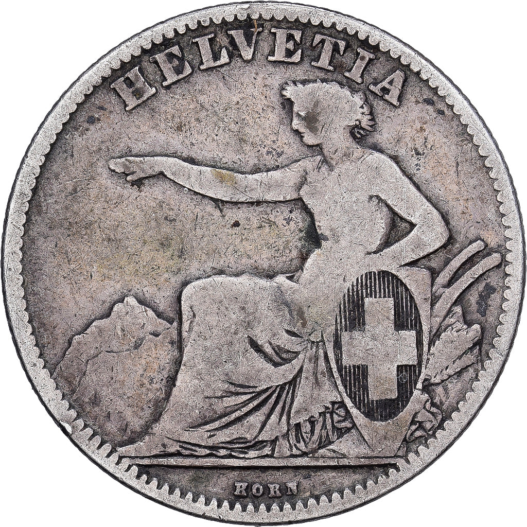 Switzerland, 2 Francs, 1862, Bern, Silver, VF(20-25), KM:10a