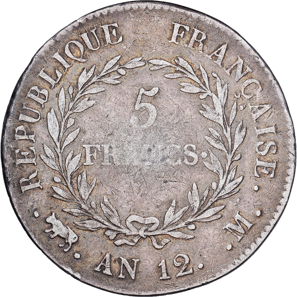 France, 5 Francs, Napoléon I, An 12 (1804), Toulouse, Argent, TB, Gadoury:577