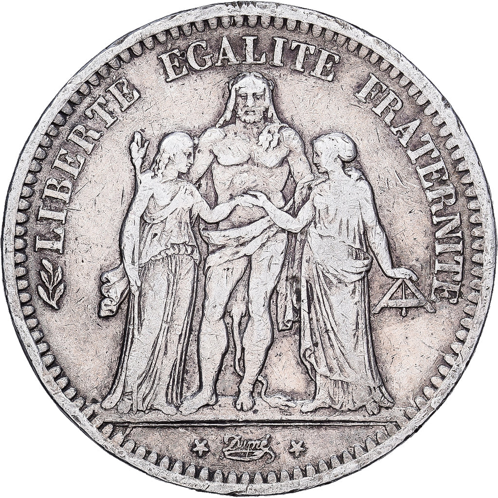 Francia, 5 Francs, Hercule, 1848, Strasbourg, Plata, BC+, Gadoury:683, KM:756.2