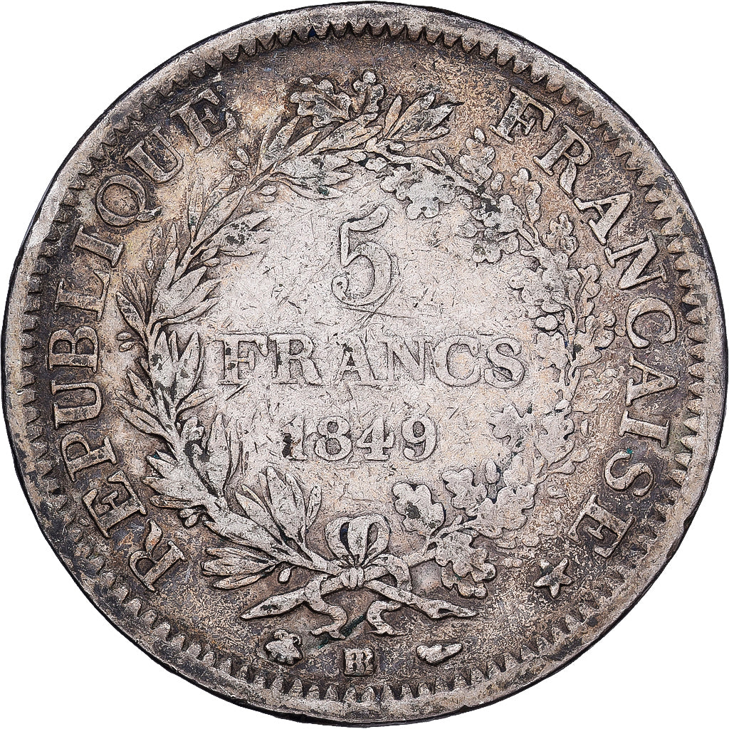 Frankreich, 5 Francs, Hercule, 1849, Strasbourg, Silber, S, Gadoury:683