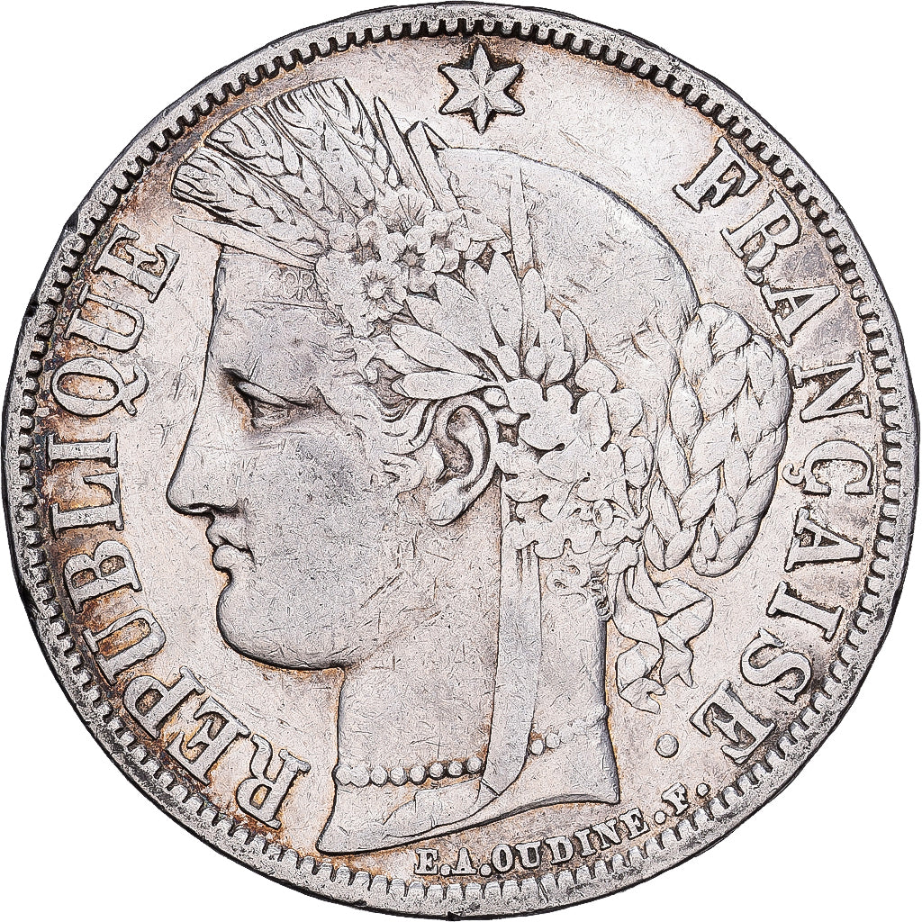 Francia, 5 Francs, Cérès, 1850, Paris, Plata, BC+, KM:761.1