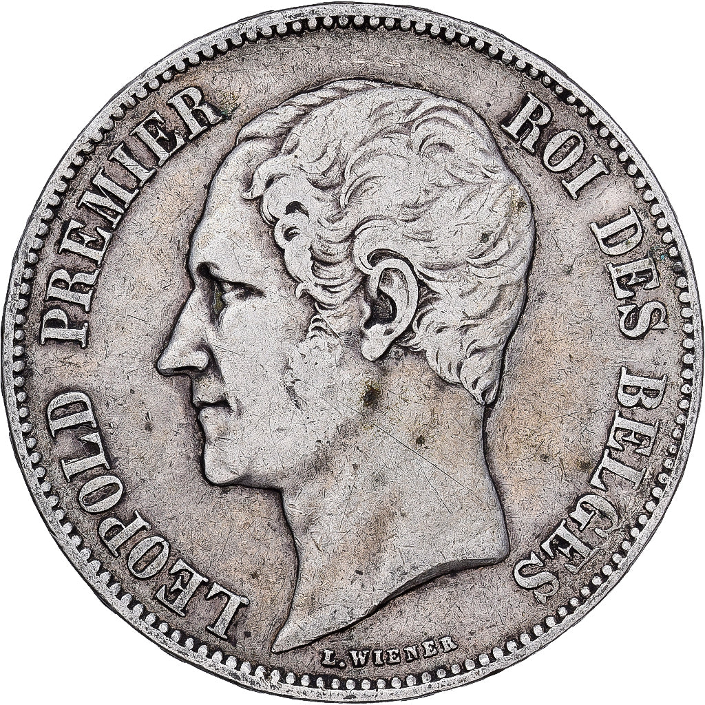 Bélgica, Leopold I, 5 Francs, 5 Frank, 1851, Plata, BC+, KM:17