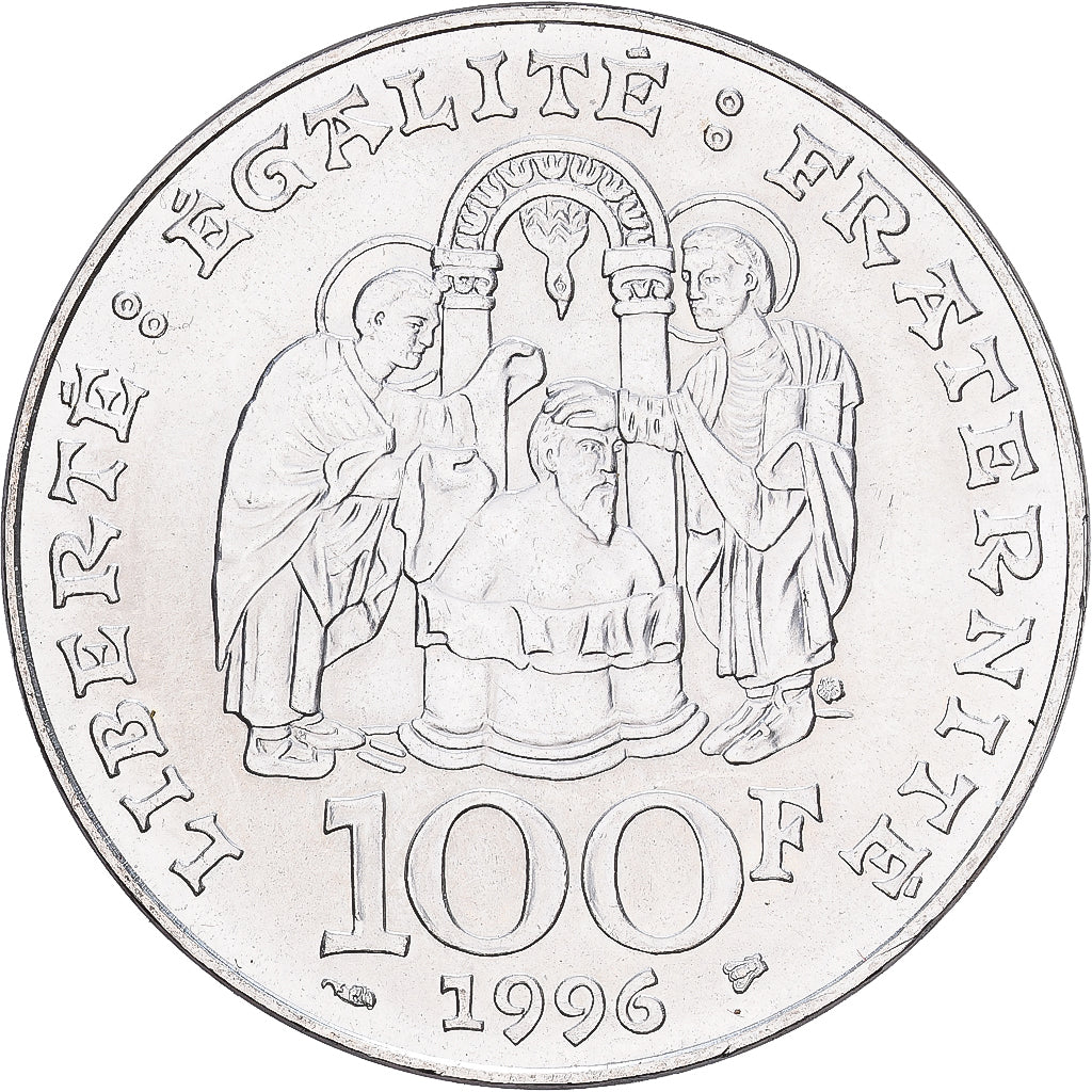 Francja, 100 Francs, Clovis, 1996, Paris, Srebro, MS(60-62), Gadoury:953, Le