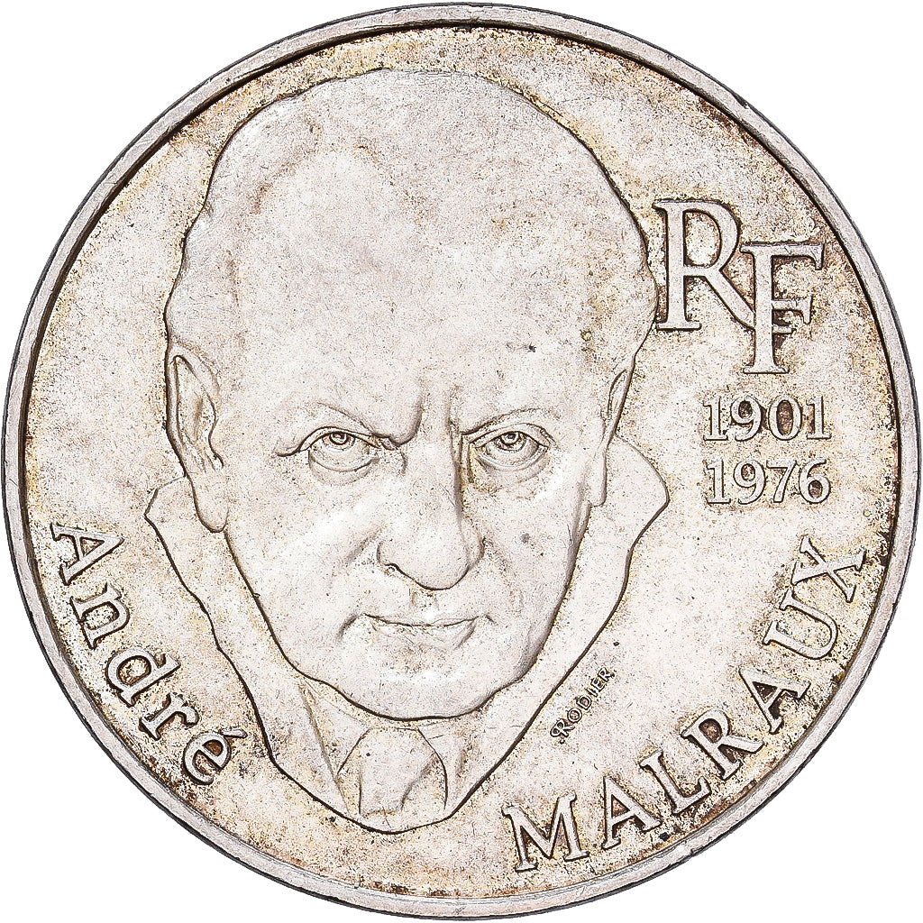 França, 100 Francs, André Malraux, 1997, Prata, AU(55-58), KM:1188