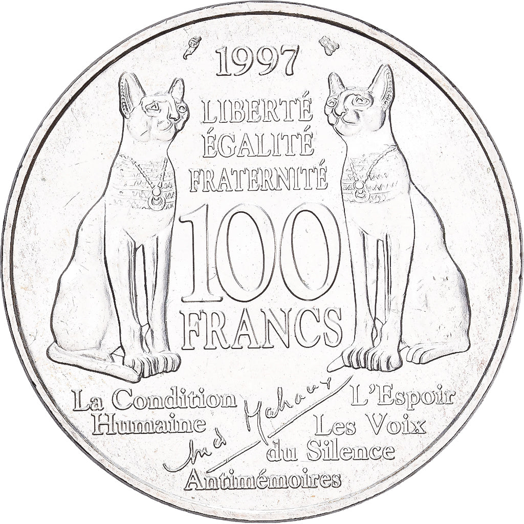 Francia, 100 Francs, André Malraux, 1997, Plata, EBC+, KM:1188