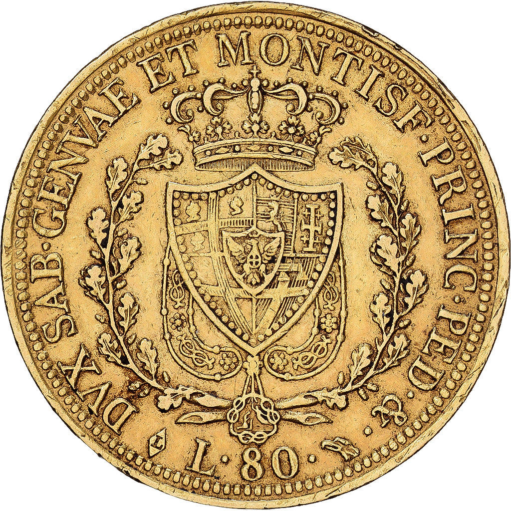 Italien Staaten, SARDINIA, Carlo Felice, 80 Lire, 1828, Torino, Gold, SS+