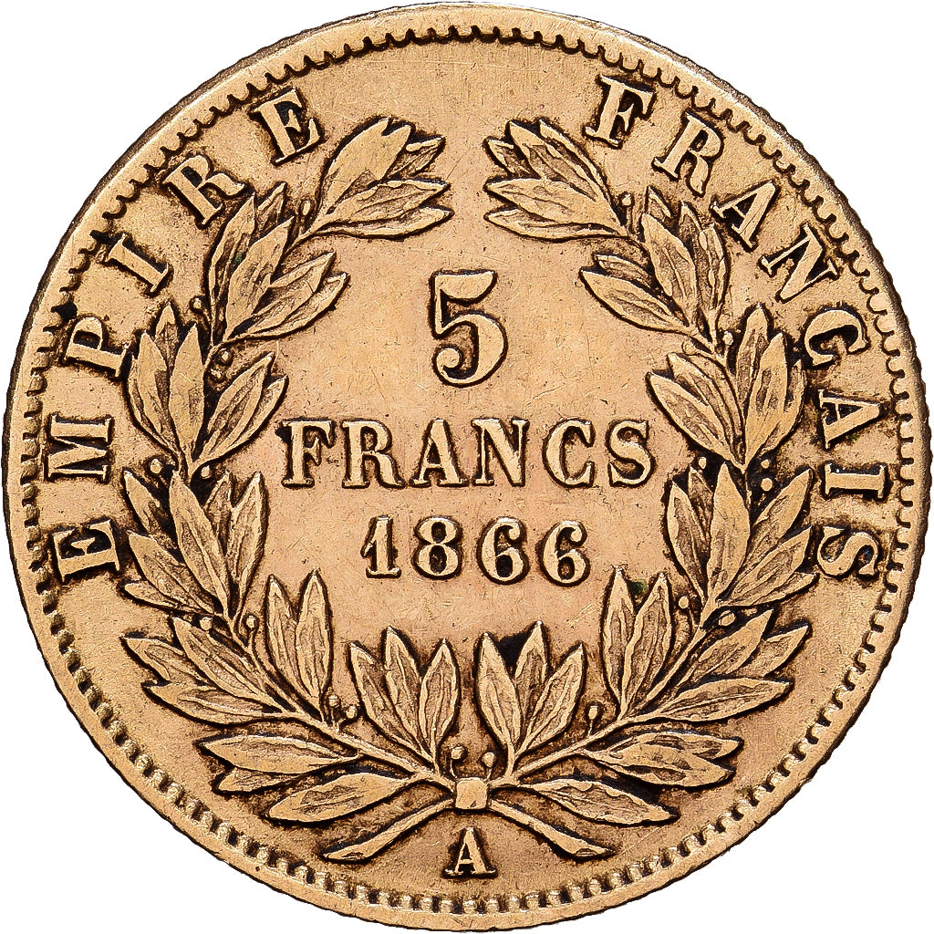France, Napoleon III, 5 Francs, 1866, Paris, Gold, EF(40-45), Gadoury:1002