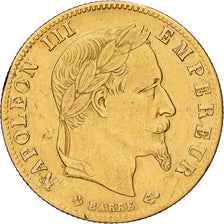 França, Napoleon III, 5 Francs, Napoléon III, 1866, Strasbourg, Dourado