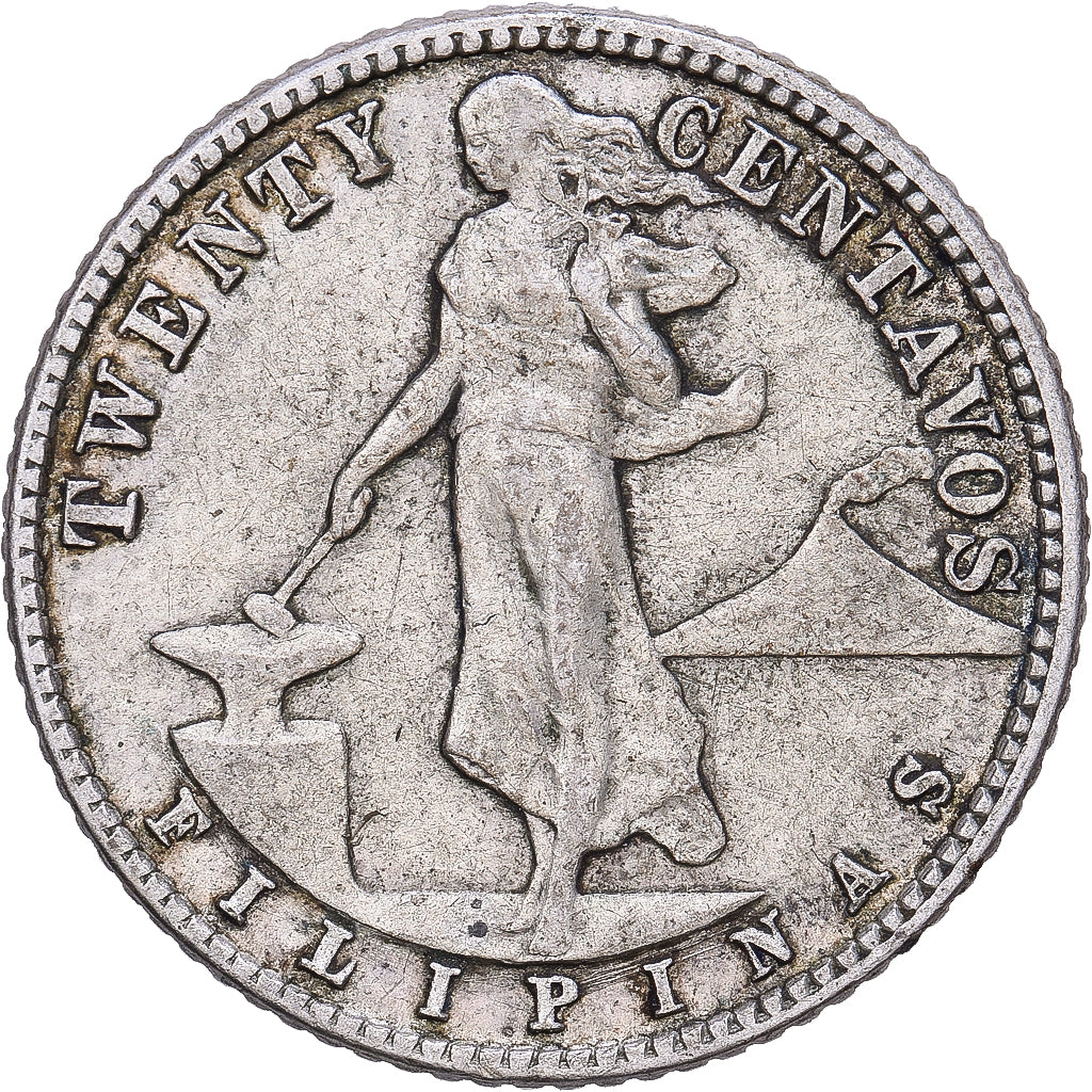 Fillipijnen, 20 Centavos, 1945, Denver, Zilver, FR+, KM:182