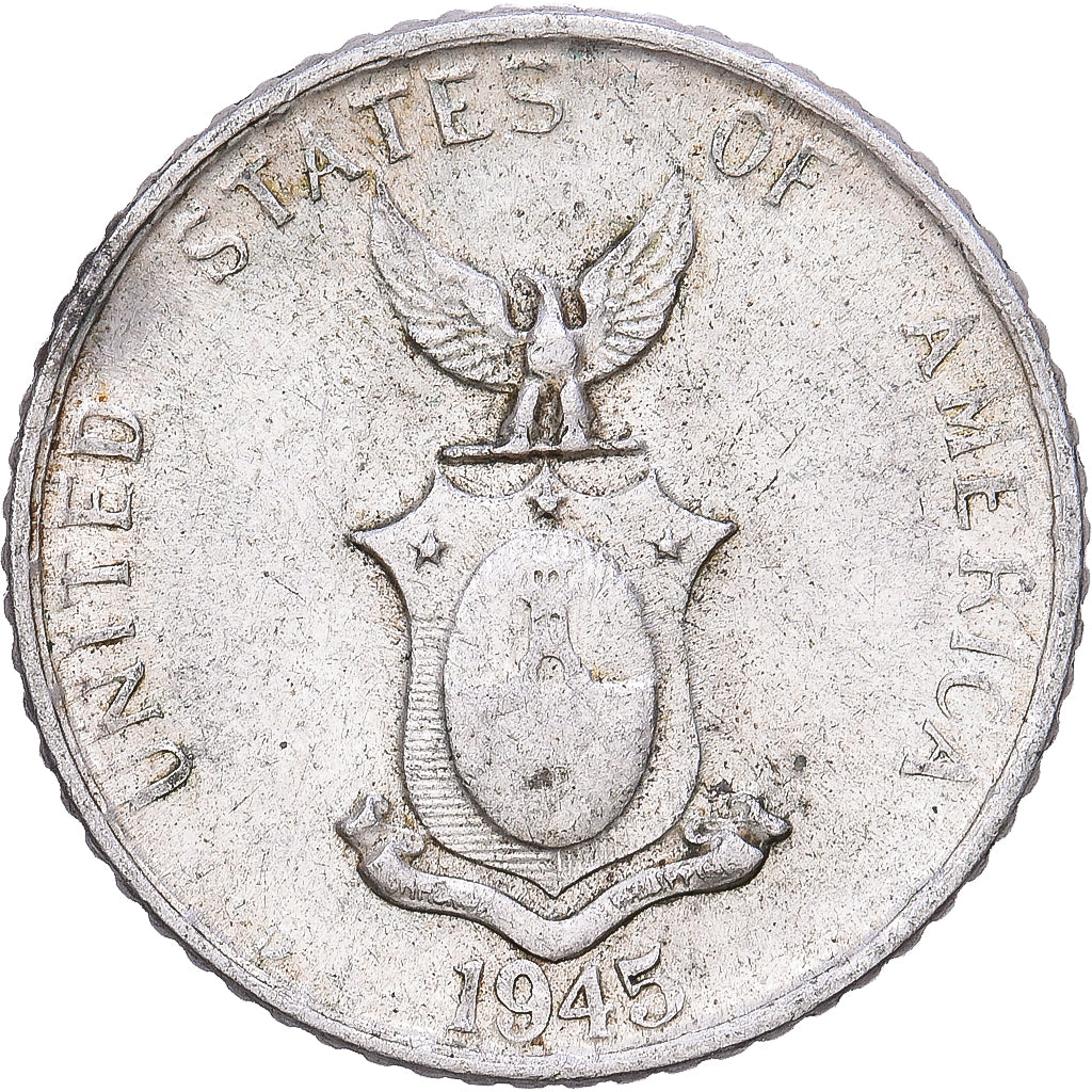 Philippines, 10 Centavos, 1945, Silver, AU(50-53), KM:181