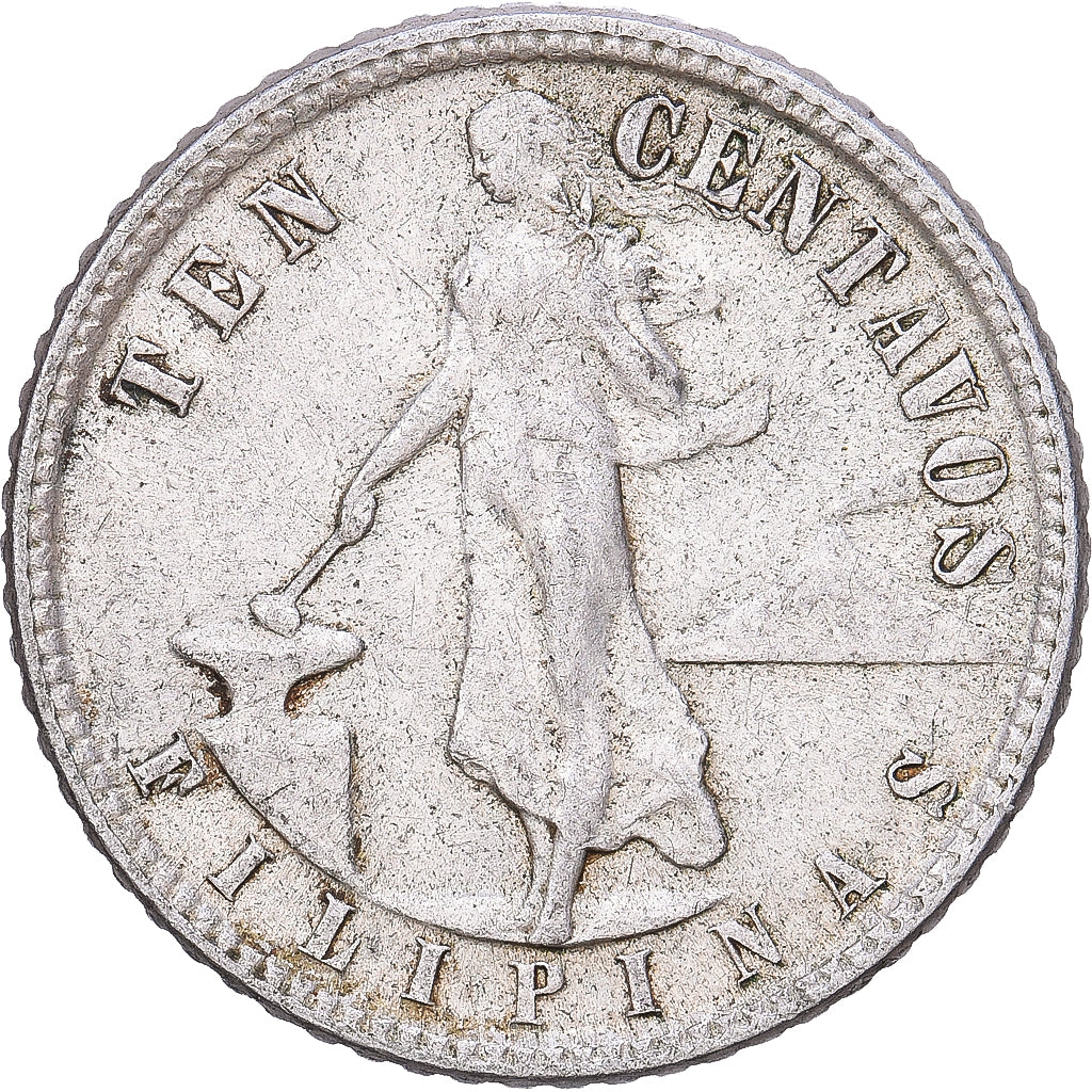 Philippines, 10 Centavos, 1945, Silver, AU(50-53), KM:181