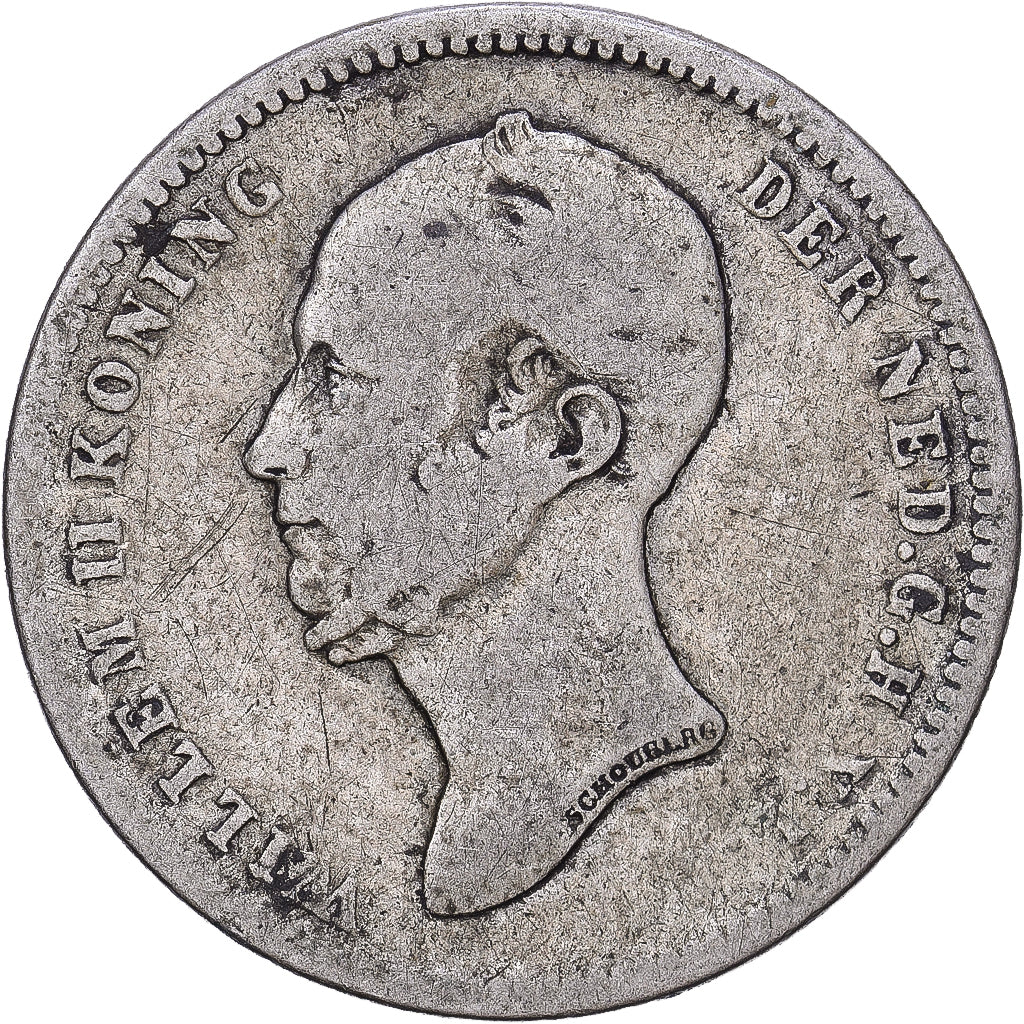 Pays-Bas, William II, 25 Cents, 1849, Argent, TB, KM:76