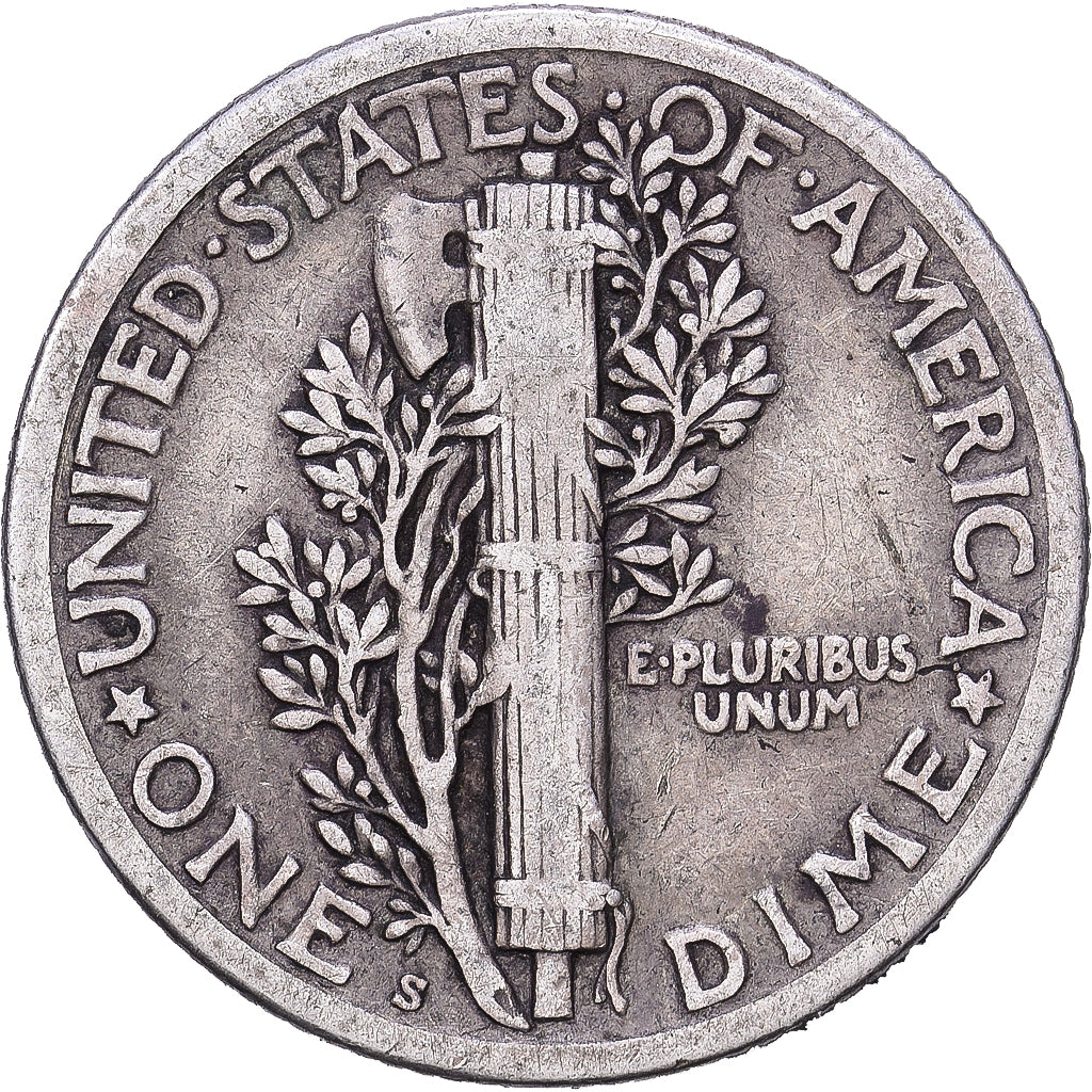 Vereinigte Staaten, Dime, Mercury Dime, 1917, San Francisco, Silber, S+, KM:140