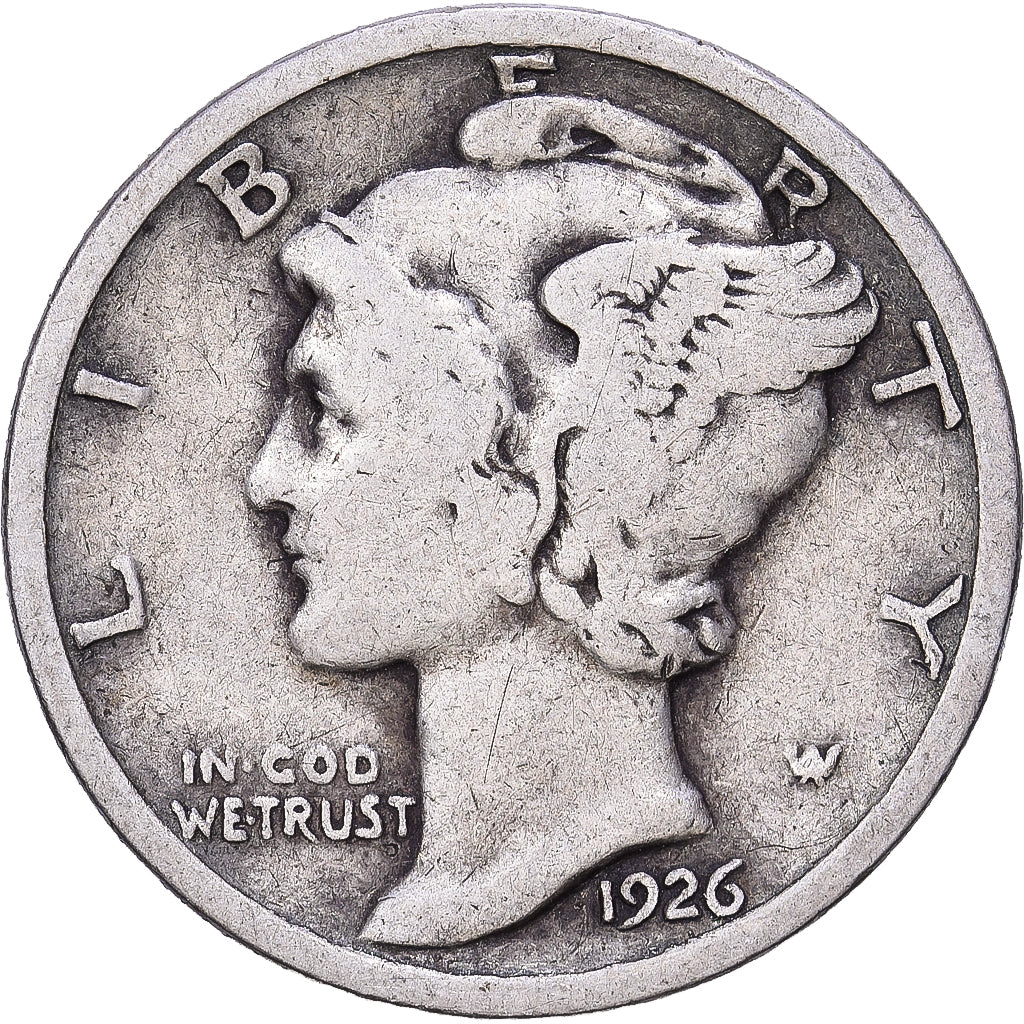 États-Unis, Dime, Mercury, 1926, Philadelphie, Argent, TB+