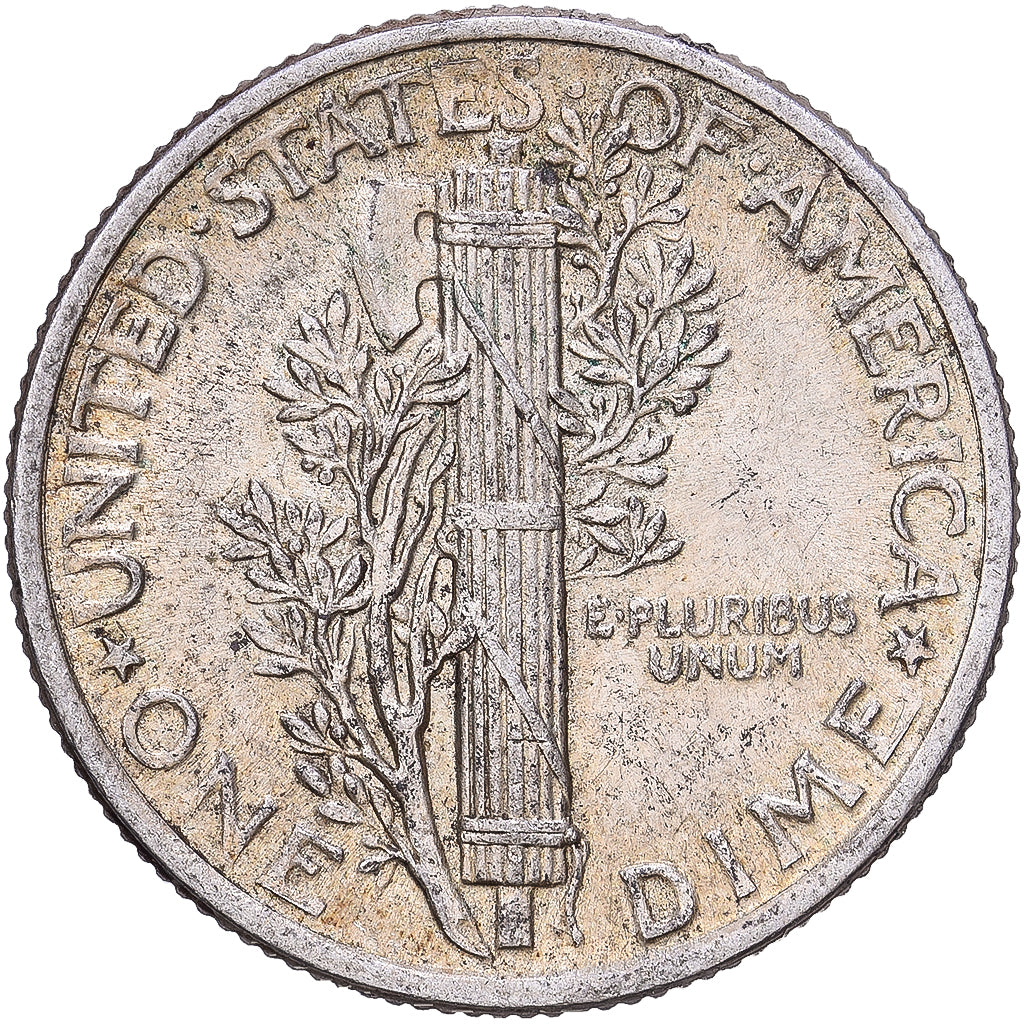 États-Unis, Dime, Mercury Dime, 1942, Philadelphie, Argent, TTB, KM:140