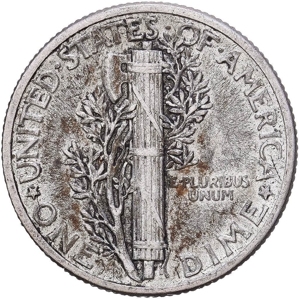 United States, Dime, Mercury Dime, 1943, Philadelphia, Silver, VF(30-35), KM:140